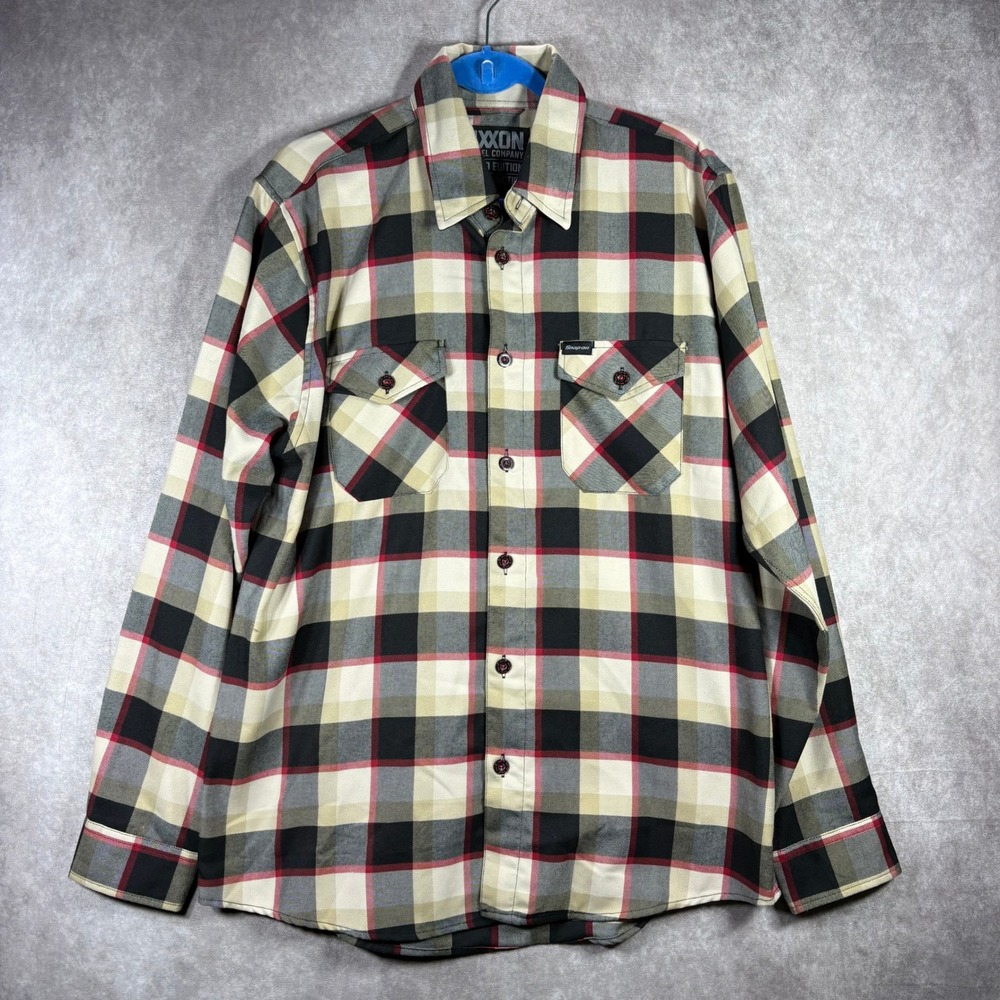 Dixxon Flannel Shirt L Tan Snap-on Limited Edition Plaid D-Tech Form Function